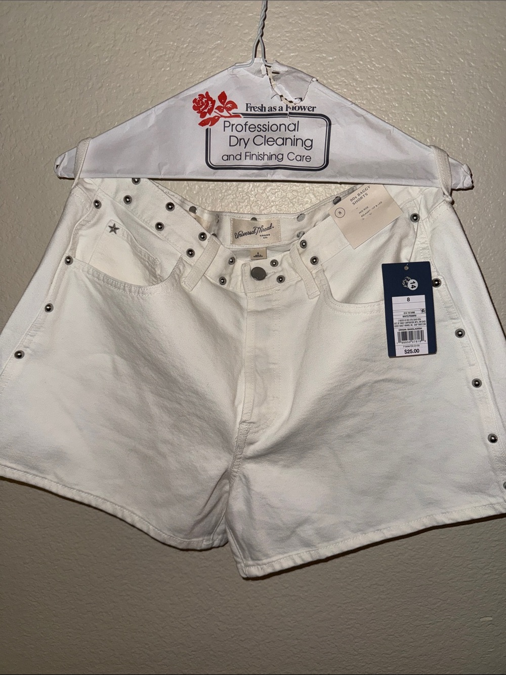 Universal Thread White High-Rise Studded Denim Shorts